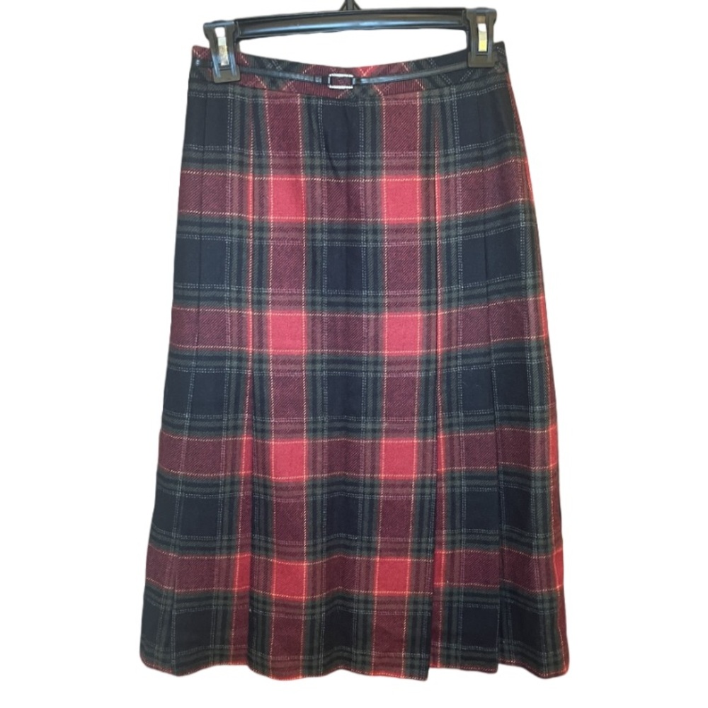 Vintage Retro // Wool Plaid Tartan Pleat Skirt // Size S
